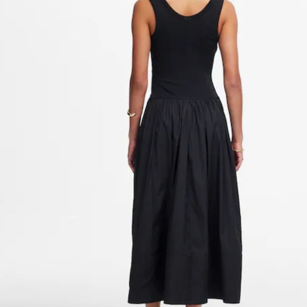 Madewell Black Mixed Poplin Scoopneck Maxi Dress XXS NWT Minimalist Quiet Luxury - Picture 7 of 11